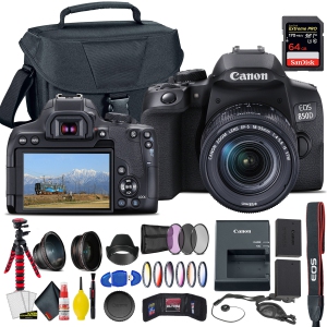 Canon EOS 850D / Rebel T8i DSLR Camera w 18-55mm Lens + Extra Lenses & Battery Bundle (International Version)
