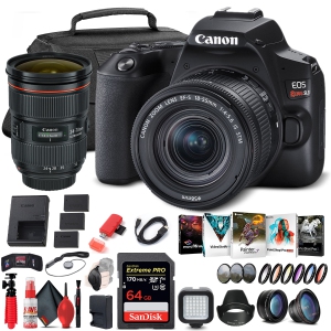 Canon EOS Rebel SL3 DSLR Camera with 18-55mm Lens (Black) (3453C002) Extra Battery Bundle