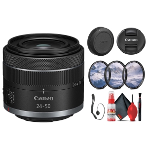 Canon RF 24-50mm f/4.5-6.3 IS STM Lens (Canon RF) Optical Image Stabilization Bundle (International Version)