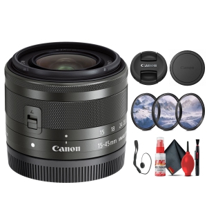 Canon EF-M 15-45mm f/3.5-6.3 IS STM Zoom Lens (Graphite) (0572C002) Bundle (International Version)