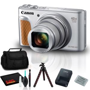 Canon PowerShot SX740 HS Camera (Silver) Includes Carry Case and Tripod Bundle