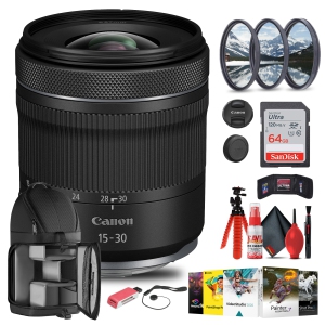 Canon RF 15-30mm f/4.5-6.3 IS STM Lens with 64GB Extreme Pro Card + More