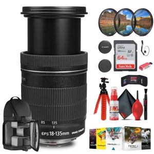 Canon EF-S 18-135mm f/3.5-5.6 IS Lens with 64GB Extreme Pro Card + More