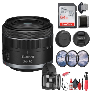 Canon RF 24-50mm f/4.5-6.3 IS STM Lens (Canon RF) Optical Image Stabilizaion Bundle (International Version)