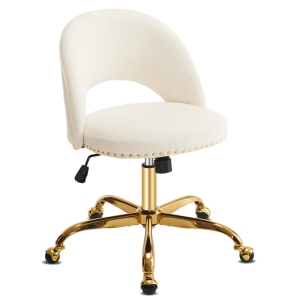 Beige Task Chair Office Desk Chair Make Up Chair With Wheels