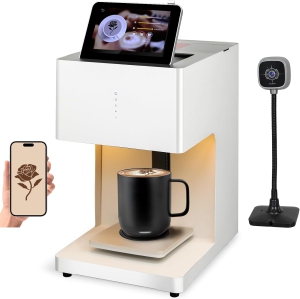 Latte Art Master Printer (LAMP) Auto Coffee Latte Art Maker, Smart Food Printer on Coffee/Beverage Foam & Desserts for Cafe Office Hotel Party & Event. 600DPI Wi-Fi Selfie DIY