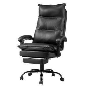 VEVOR 400lbs Capacité Siège de la direction avec repose-pieds, avec oreiller Lombar, chaise ergonomique de service lourd, réglable en hauteur PU Chaises de bureau en cuir inclinable