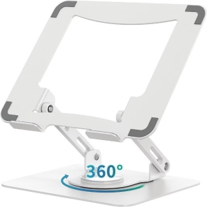 Laptop stand, foldable, 360° rotation, laptop stand, iPad stand, angle/height stepless adjustment, ergonomic, stable, heat dissipation - white