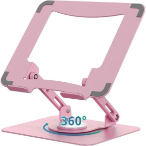 Laptop stand, foldable, 360° rotation, laptop stand, iPad stand, angle/height stepless adjustment, ergonomic, stable, heat dissipation - pink