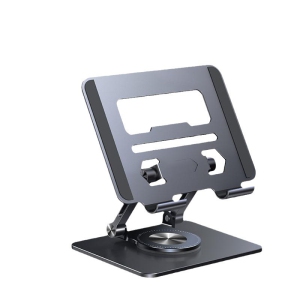 Tablet stand desktop computer foldable lightweight stand height/angle adjustable improve posture back pain/eliminate hunchback non-slip aluminum alloy - black