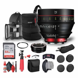 Canon CN-E 35mm T1.5 L F Cinema Lens (EF Mount) + Mount Adapter EF-EOS R + More Bundle