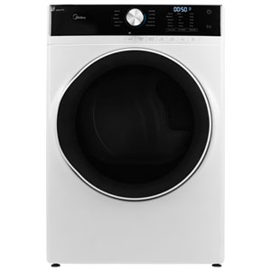 Midea 8 Cu. Ft. Large Capacity Stackable Electric Dryer with Moisture Sensing, Steam & 10 Drying Cycles (MLHE52S7AWW) - White