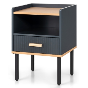 Compact Nightstand with Open Shelf and Drawer for Living Room or Bedroom