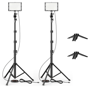 YOULIGHTS Led Photography Lighting Kit, 2 Pcs Dimmable Continuous Portable Studio Light with 54 inch Adjustable Tripod Stand