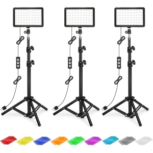 YOULIGHTS Photography Lighting Kit Dimmable 5600K USB Led Video Studio Streaming Lights with Adjustable Tripod Stand and Color Filters