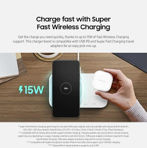 YOULIGHTS 15W Wireless Charger Duo w/USB C Cable, Dual Charging, Cordless Super Fast Charging Pad (White)