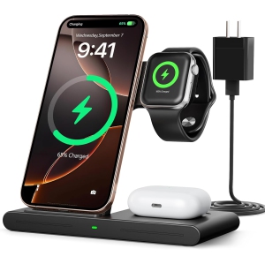 YOULIGHTS Traveling Portable Wireless Fast Charger for Apple & Android Charging Station (Black)