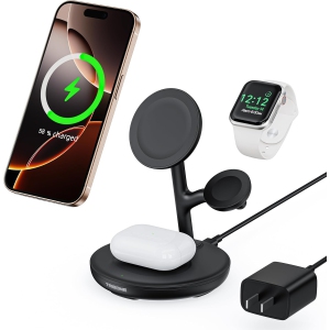 YOULIGHTS 3 in 1 Magnetic Wireless Charger Stand (Black)