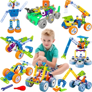 MOONTOY 175 Pieces STEM Toys for 4 5 6 7 8+ Year Old Boys Erector Sets Kits Building Toys for Kids Ages 4-8 4-6 5-7 6-8