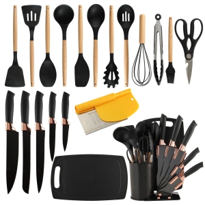 Sunmei Silicone Kitchen Utensil Set for Nonstick Cookware, 21 Pcs Great Value Cooking Utensils Set, Comes with Silicone