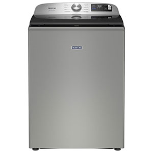 Maytag 6.0 Cu. Ft. (IEC) Top Load Agitator Washer with Sanitize Cycle, Turbo/Speed Wash, Wi-Fi, and 30-Minute Quick Wash (MTW6205RR) - Silver