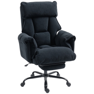 HOMCOM Executive Office Chair with Footrest, Reclining Swivel Computer Desk Chair with High Back, Double-layer Padding, Headrest, Adjustable Height, Rolling Wheels, Black