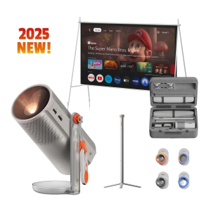 XGIMI MoGo 4 Laser Projector Outdoor Collection - Triple Laser, Google TV, Netflix Ready, 1080p, 4k Support, Wifi/Bluetooth, 5h Battery, Speaker - Stand + 70'' Screen + CarryCase