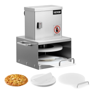 VEVOR 6-inch Electric Pizza Dough Press Machine, Pizza Pastry Press Plate, Stainless Steel Presser, Adjustable Thickness Commercial Forming Machine, with 100Pcs Parchment Paper