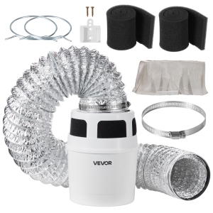 VEVOR 3-in-1 Indoor Dryer Vent Kit, with Bucket for Electric Dryer with 4-Inch by 5-Feet Extendable Exhaust Hose, Premium Quality & Light Weight & No Extra Accessories Required