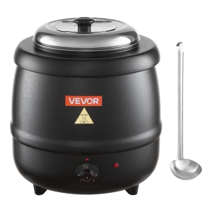 VEVOR 10QT Electric Soup Warmer, Commercial Soup Kettle with 304 Stainless Steel Detachable Insert Pot, 95~176°F Adjustable Temperature, Soup Station for Restaurant, Black