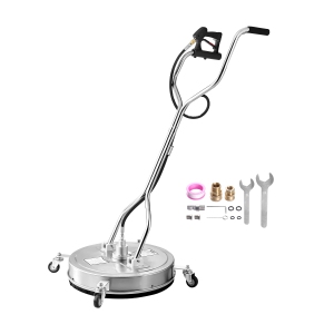 VEVOR 22" Pressure Washer Surface Cleaner, Stainless Steel Attachments with 4-Wheel, 4500 Max PSI, 3/8 Quick Connector, 2 Spray Nozzles, Dual Handle, for Concrete, Patio, Sidewalk