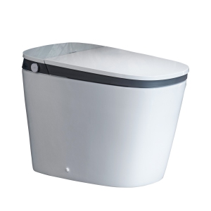 WOODBRIDGE Smart Toilet with 1.28 GPF Dual Flush Auto Open/Close,Foot Sensor Flush,Voice Control,1000 Gram Map Flushing Score,LED Display,Chair Height Design and Cleaning Foam
