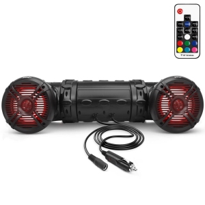 Pyle Waterproof Marine Bluetooth Speakers, 800W Amplified Sound System, 6.5", Built-in Programmable Multi-Color LEDs for ATV, UTV, Golf Cart & Marine Watercraft
