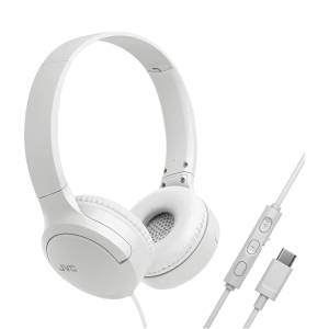 JVC - Wired USB-C Headphones with Microphone – Lightweight, Comfortable, Foldable, White - HA-S33UC-W