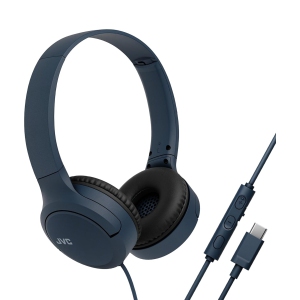 JVC - Wired USB-C Headphones with Microphone – Lightweight, Comfortable, Foldable, Blue - HA-S33UC-A
