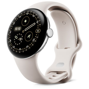 Google Pixel Watch 4 41mm with Aluminum Polished Silver Case and Porcelain Band
