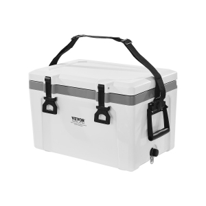 VEVOR 26 QT Portable Cooler, Hard Cooler with Ice Retention, Heavy-Duty Handles and Strap, Lightweight Rigid Material Insulated Portable Cooler, Suitable for Family Picnics