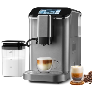 VEVOR 20-Bar Fully Automatic Espresso Machine - with Automatic Frother, Super-Automatic Machine with TFT Touch Screen, Grinder, 15 Grinding Levels, and Removable Milk Reservoir