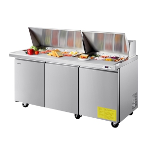 VEVOR 72" W Commercial Refrigerator,18.7Cu.Ft Sandwich Prep Refrigerated Table, Mega Top Food Prep Fridge with 30 Pans and Cutting Board, Stainless Steel Salad Prep Cooler