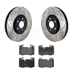 Front Drill Slot Disc Brake Rotors Ceramic Pad Kit For 2016 Mini Cooper John Works KDT-101295