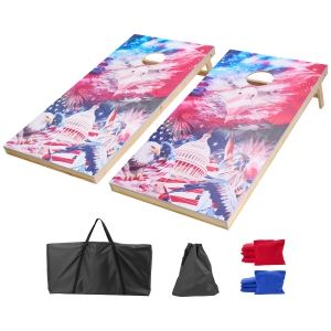 VEVOR 4x2 ft Cornhole Set, Corn Hole Game Boards, Solid Wood Portable Toss Board, Indoor and Outdoor Cornhole Play for Adults, Include 8 Bean Bags and Carrying Case, for Yard