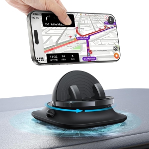 O 360°Rotating Car Phone Holder Mount, Adjustable Spring Dashboard Cell Phone Holder, Front Rear Adjustable Phone Holders for Your Car for iPhone 16 Pro Max, All Phones- Black