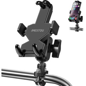 i Aluminium Motorcycle Phone Mount U-Bolt Handlebar 1 Ball Stem Cellphone Holder 360 Rotating with Length Width Adjustable Universal for Max.7.2 inch Large Phones Sturdily