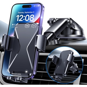 Support de téléphone pour voiture, [ventouse de qualité militaire et base super robuste] support de téléphone universel 3 en 1 pour tableau de bord, pare-brise, ventilation, mains libres pour iPhone Android