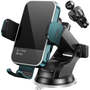 Wireless Car Charger,(7 Colored LED Backlit) 15W Auto Clamping Phone Mount Holder fit for iPhone 14 13 12 Mini Pro Max 11 XR XS X, Samsung Galaxy S23 Ultra S22 S21+ S10+ Note 20,