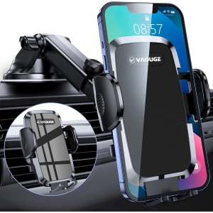 Support de téléphone pour voiture, support de téléphone amélioré 3 en 1 pour votre voiture, montage sur pare-brise, tableau de bord et ventilation, support de téléphone mains libres pour tous les iPhone et téléphones Android