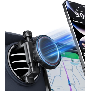 A Magnetic Round Vent Car Phone Holder for Jeep Wrangler JL(2018-2025) Gradiator (2020-2024) Compass (2009-2016), Air Vent Car Mount Compatible with MagSafe for iPhone 16 15 14 13