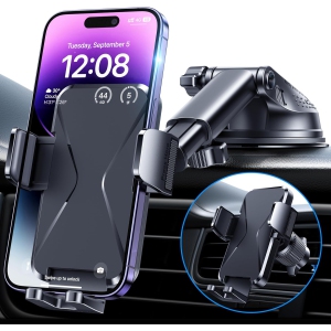 Phone Holder Car, 3-in-1 Universal Car Phone Holder Mount Windshield Dashboard Air Vent Cell Phone Car Mount Hands Free Car Phone Mount Fit for iPhone Android Smartphone