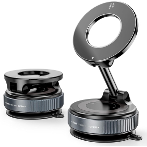 Vacuum Magnetic Phone Holder for Car 360°Adjustable Suction Cup Phone Mount Foldable Vacuum Magnetic Phone Stand for Mag-Safe Suction Phone Holder Magnet for Car/All Phones/Gym/Ba