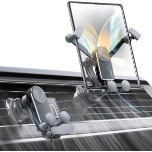 x Z Fold 5 Car Holder(2 Pack Hooks) Vent Fold 4 3 Car Holder Aluminum, Universal Gravity Car Mount for Samsung Galaxy Z Fold 5 4 3 2 Phone 15 14 Pro Max 4.7-8 Phones-Black